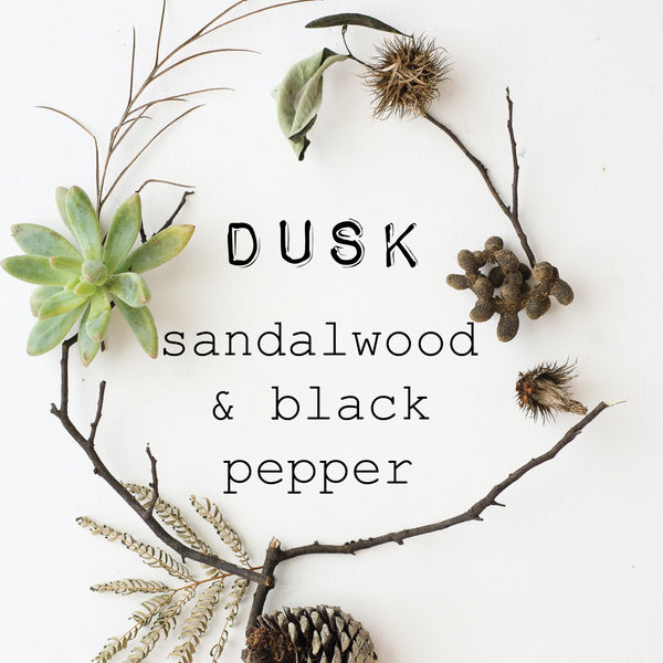 "DUSK SKIES" sandalwood & cracked black pepper candles