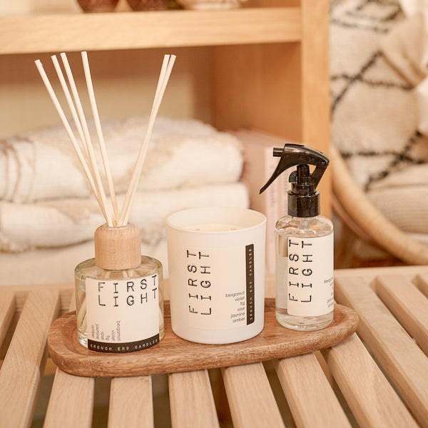 FIRST LIGHT bergamot, fig, jasmine, voilet, and amber candle