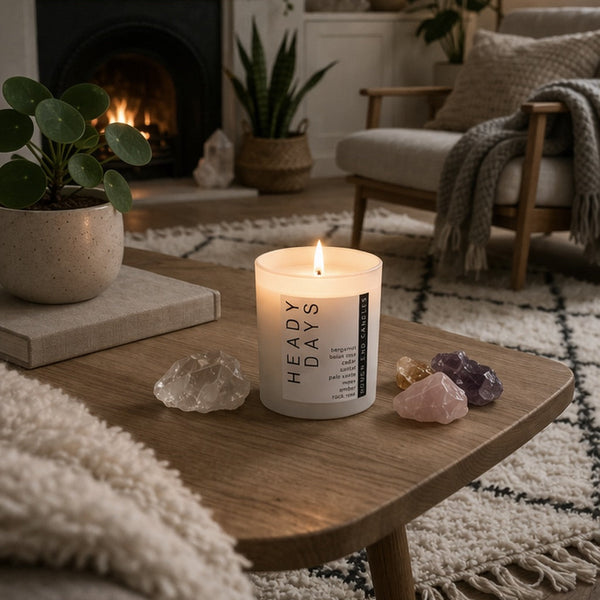 HEADY DAYS SOY CANDLE - bergamot, bais rose, palo santo, cedar, amber, santal