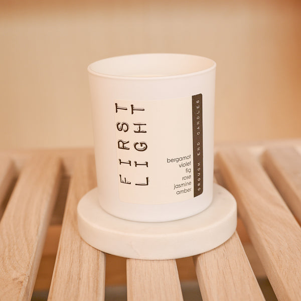 FIRST LIGHT bergamot, fig, jasmine, voilet, and amber candle