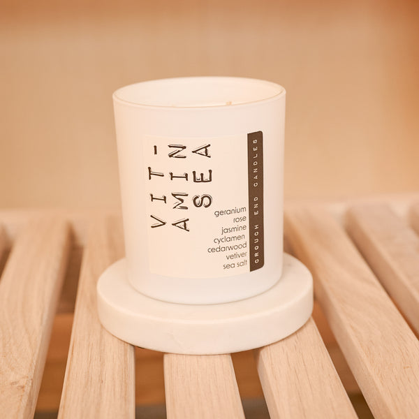VITAMIN SEA  sea-salt,  geranium, rose, jasmine, cedar and vetiver candle